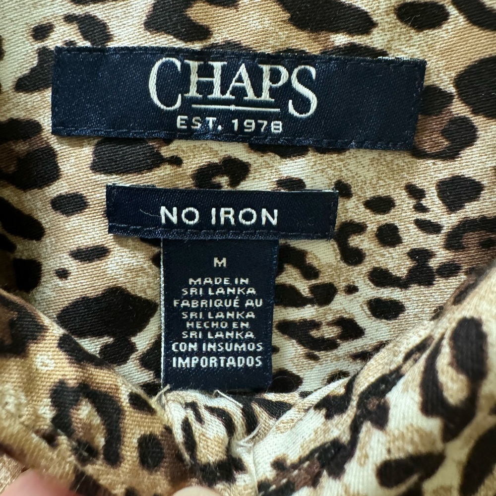 Chaps Button Down Leopard Print Top - image 4